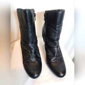 Ana Leather Zipper Ankle Boots Black Size 9.5